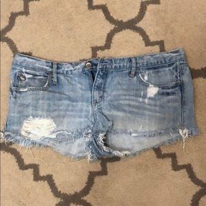 Abercrombie & Fitch destroyed denim cut off shorts